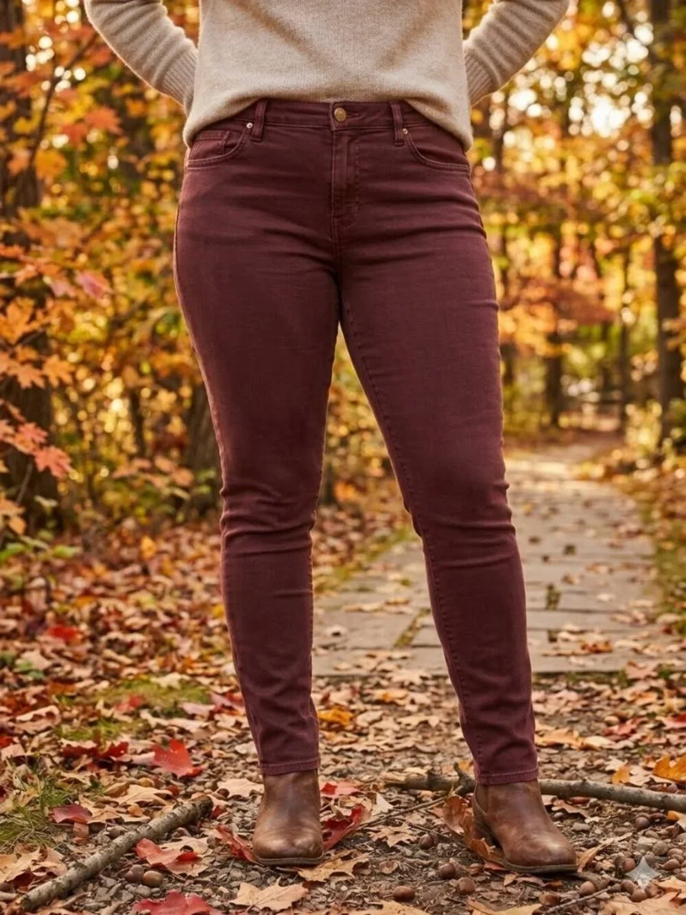 Current/Elliott NWT The Stiletto Vintage Burgundy Ankle Jeans 3127